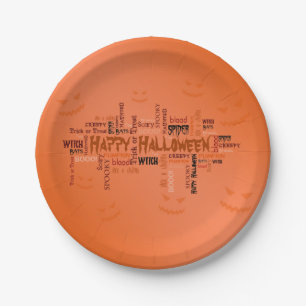 Happy Halloween Typography Paper Plate