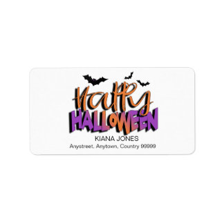 Happy Halloween Typography w/Bats Orange ID685 Label