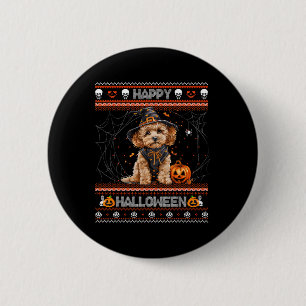Happy Halloween Ugly Poodle Howl-o-ween Pumpkin Do 6 Cm Round Badge