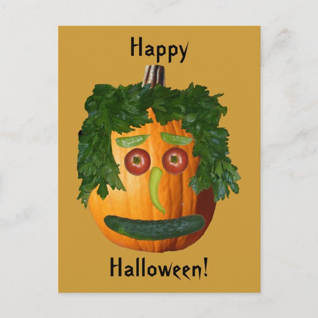 Happy Halloween - Uncut Pumpkin Face Postcard (Front)