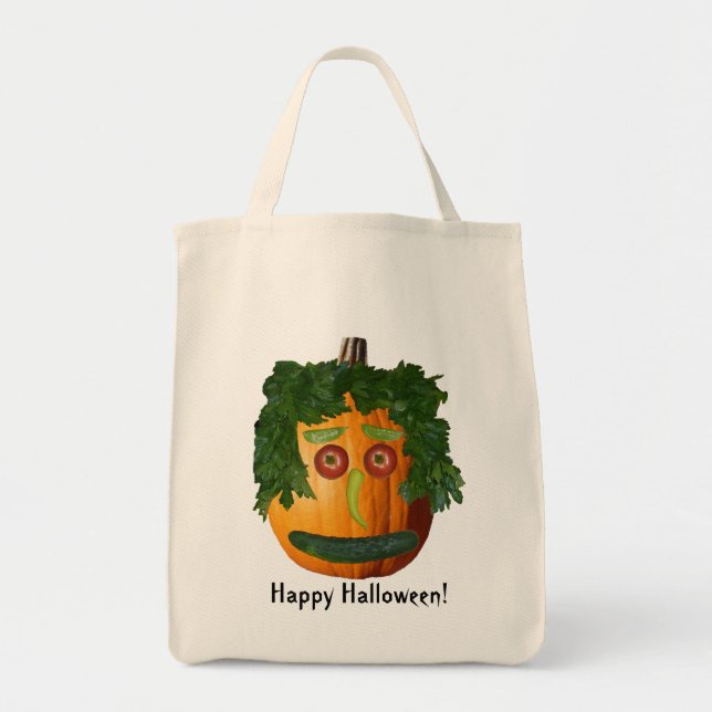 Happy Halloween! - Uncut Pumpkin Face Tote Bag (Front)