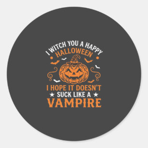 Happy Halloween Vampire Pumpkin Witch Hat Bats Classic Round Sticker