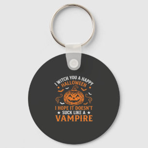 Happy Halloween Vampire Pumpkin Witch Hat Bats Key Ring