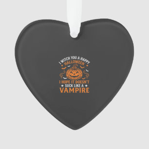 Happy Halloween Vampire Pumpkin Witch Hat Bats Ornament