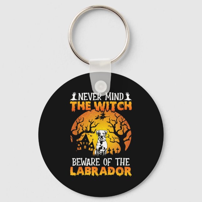 Happy Halloween Vibes Decor Beware Of The Labrador Key Ring (Front)