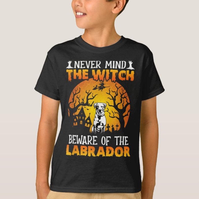 Happy Halloween Vibes Decor Beware Of The Labrador T-Shirt (Front)