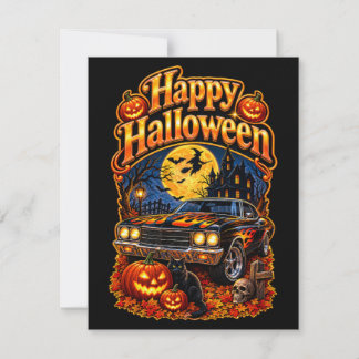 Happy Halloween Vintage Classic USA Muscle Car 