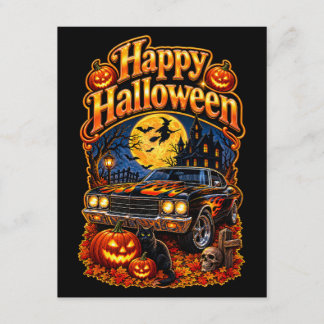 Happy Halloween Vintage Classic USA Muscle Car  Enclosure Card