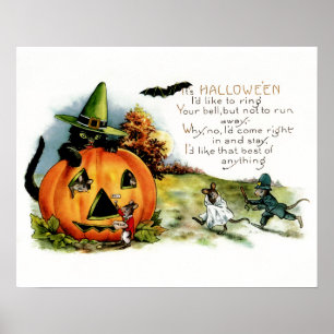 Happy Halloween Vintage Halloween Postcard Art Poster