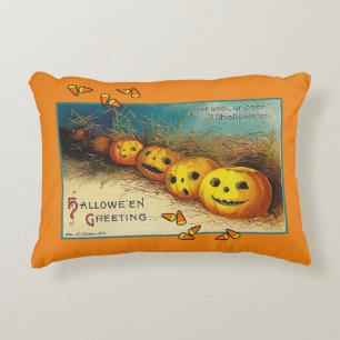 Happy Halloween Vintage Jack o' Lantern  Accent Pi Decorative Cushion