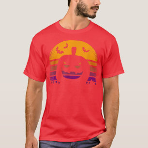 Happy Halloween Vintage Pumpkin Retro Scary Sunset T-Shirt