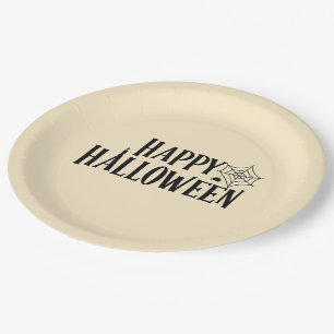 Happy Halloween Vintage Typography Paper Plates