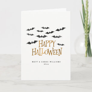 Happy Halloween Watercolor Bats Card