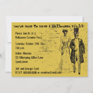 Happy Halloween Wedding Spooky Ghost Bride & Groom Invitation