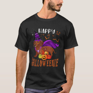 Happy Halloween Weenie Dachshund Dog Witch Scary P T-Shirt
