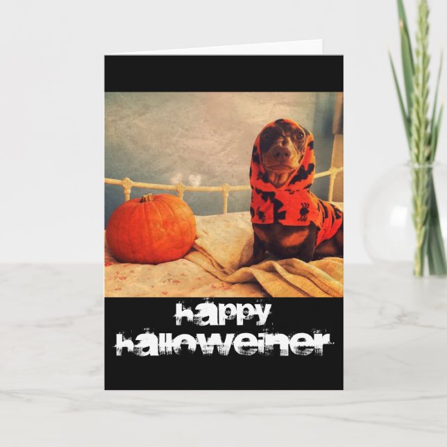 Happy Halloween Weiner Sausage Dog Greetings Card (Front)