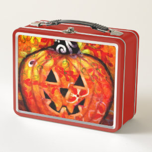 Happy Halloween Whimsical Jack-O-Lantern Metal Lunch Box