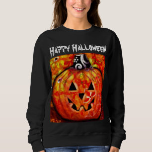 Happy Halloween Whimsical Jack-O-Lantern Pumpkin Sweatshirt