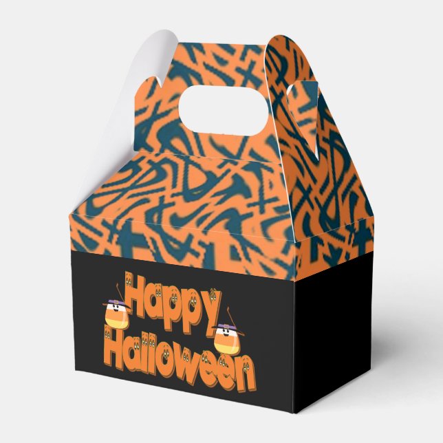 Happy Halloween Whimsical Text Gable Favour Box (Front Side)