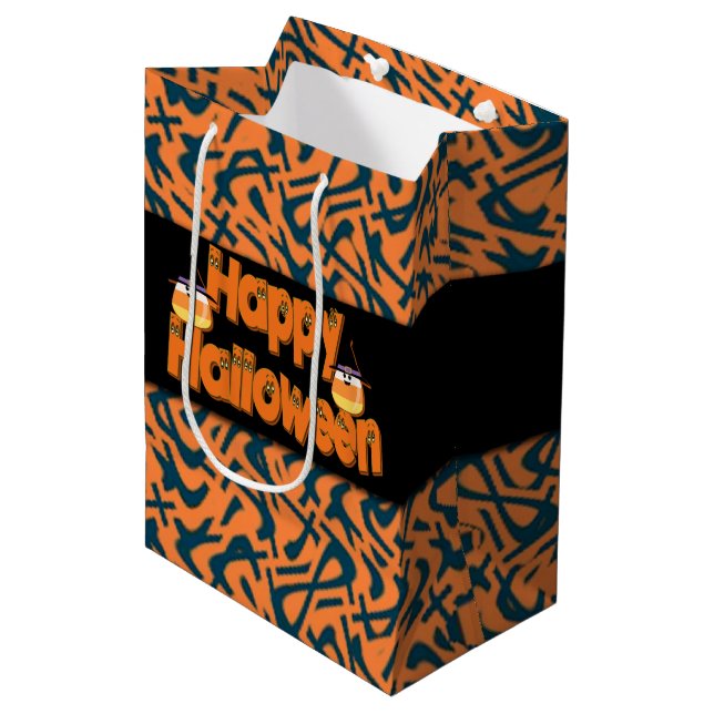 Happy Halloween Whimsical Text Gift Bags (Front Angled)