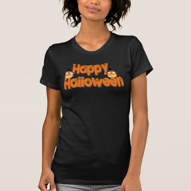 Happy Halloween Whimsical Text T-Shirt (Front)