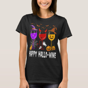 Happy Halloween Wine Glassed Witch Pumpkin Costume T-Shirt