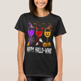 Happy Halloween Wine Glassed Witch Pumpkin Costume T-Shirt