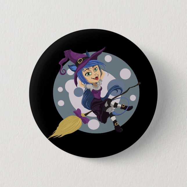 Happy Halloween Witch 6 Cm Round Badge (Front)