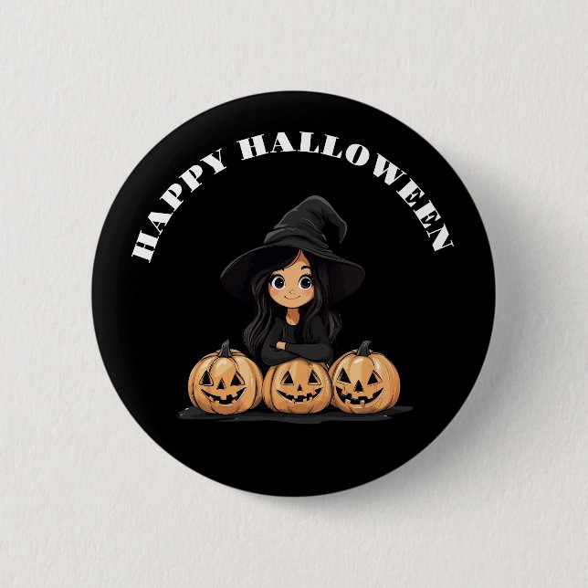 Happy Halloween Witch 6 Cm Round Badge (Front)