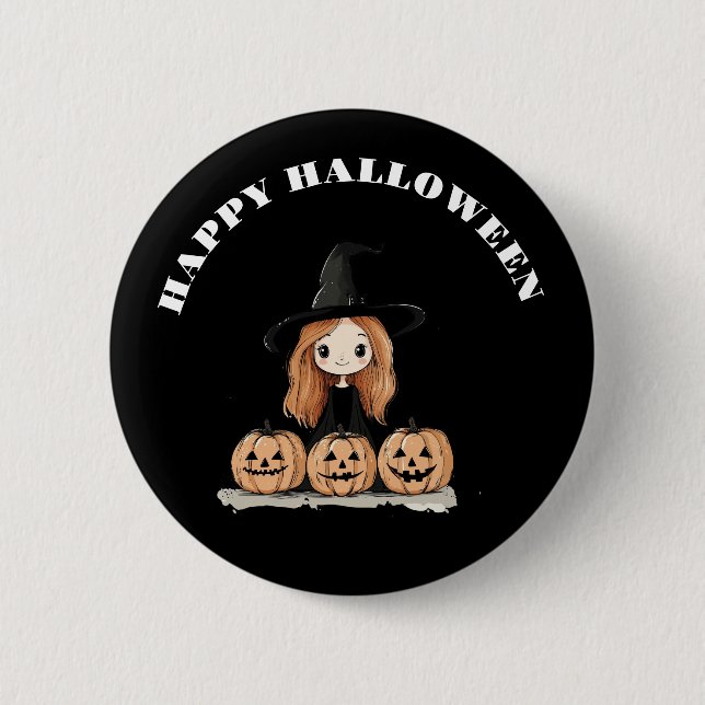 Happy Halloween Witch 6 Cm Round Badge (Front)
