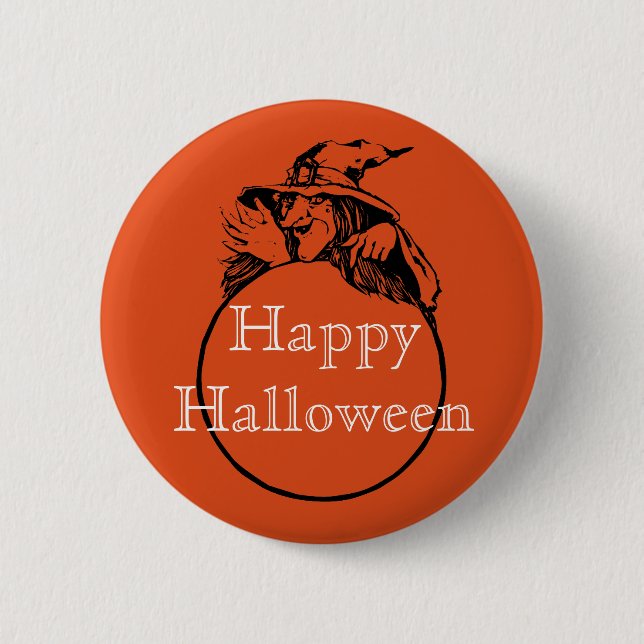 Happy Halloween Witch 6 Cm Round Badge (Front)
