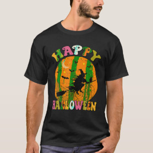 Happy Halloween Witch Bat Retro Vintage Halloween T-Shirt
