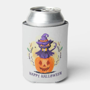 Happy Halloween - Witch Black Cat Can Cooler