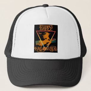 Happy Halloween Witch Black Oranges Trucker Hat