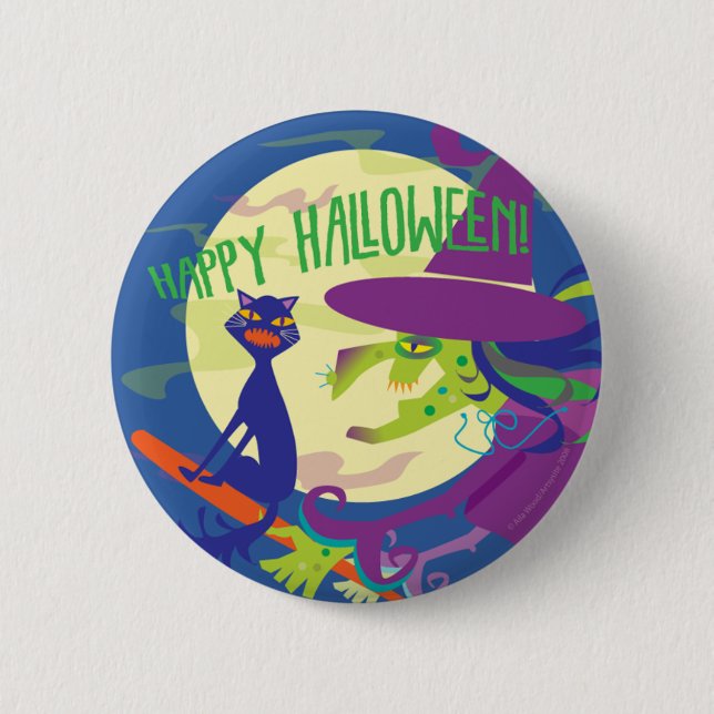 HAPPY HALLOWEEN WITCH BUTTON (Front)