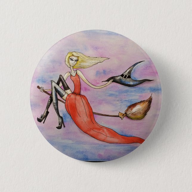 Happy Halloween Witch Button (Front)