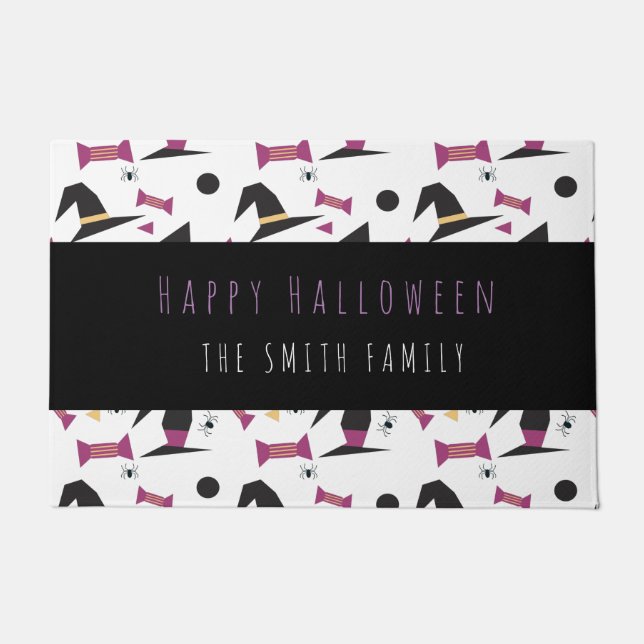 Happy Halloween Witch Candy Pattern Name  Doormat (Front)
