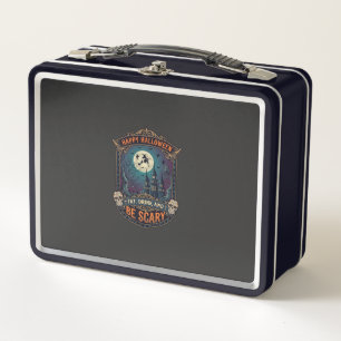 Happy Halloween Witch Castle Skulls Fat Drink Be S Metal Lunch Box