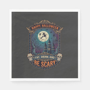 Happy Halloween Witch Castle Skulls Fat Drink Be S Napkin