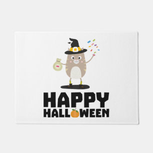 Happy Halloween Witch Cat Doormat