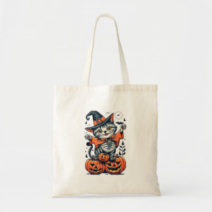 Happy Halloween Witch Cat Tote Bag