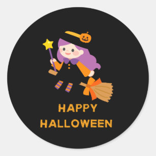 Happy halloween witch classic round sticker