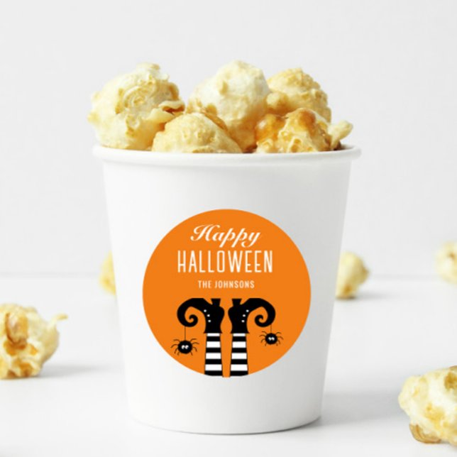 Happy Halloween Witch Feet Orange Square Sticker (Creator Uploaded)