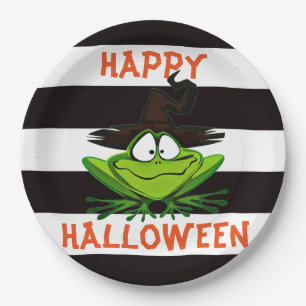 Happy Halloween Witch Frog Paper Plate