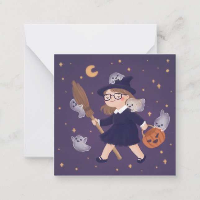 Happy Halloween Witch & Ghosts Card (Front)