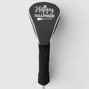 Happy Halloween Witch Hat Broom Design Golf Head Cover