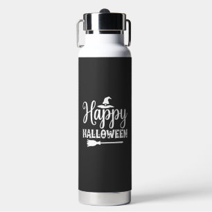 Happy Halloween Witch Hat Broom Design Water Bottle