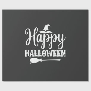 Happy Halloween Witch Hat Broom Design Wrapping Paper