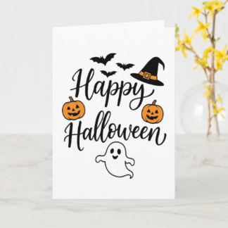 Happy Halloween Witch Hat Jack O Lantern Pumpkins  Card
