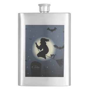 "HAPPY HALLOWEEN" WITCH HIP FLASK